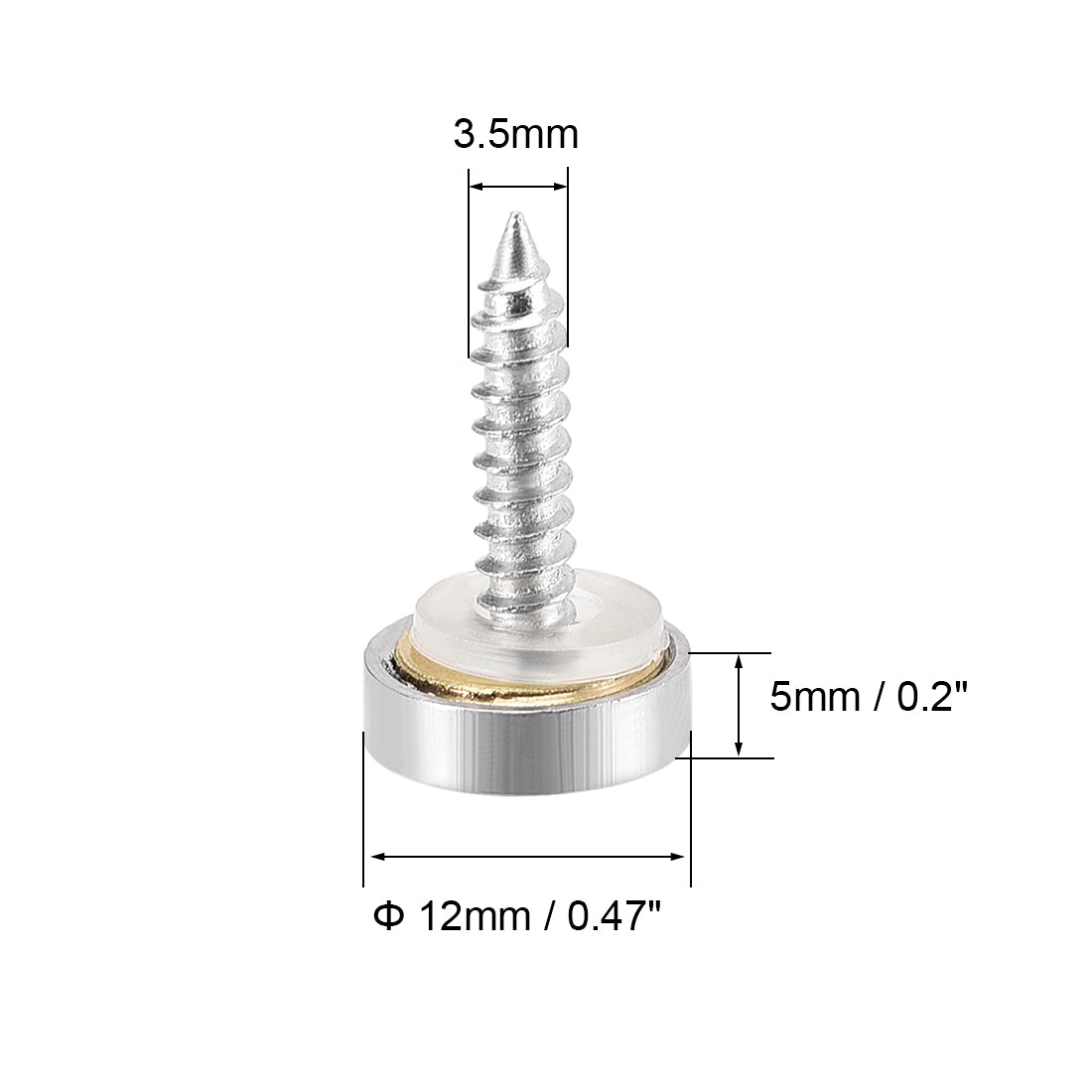 Uxcell Uxcell Mirror Screws, Decorative Cap Fasteners Cover Nails, Electroplated, Bright Silvery 14mm/0.55" Brass 12pcs