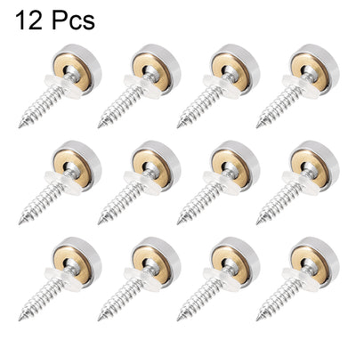 Harfington Uxcell Mirror Screws, Decorative Cap Fasteners Cover Nails, Electroplated, Bright Silvery 14mm/0.55" Brass 12pcs