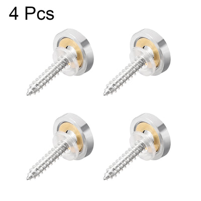 Harfington Uxcell Mirror Screws, Decorative Cap Fasteners Cover Nails, Electroplated, Bright Silvery 22mm/0.87" Brass 4pcs