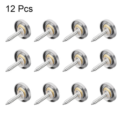 Harfington Uxcell Mirror Screws, Decorative Cap Fasteners Cover Nails, Electroplated, Bright Silvery 14mm/0.55" Brass 12pcs