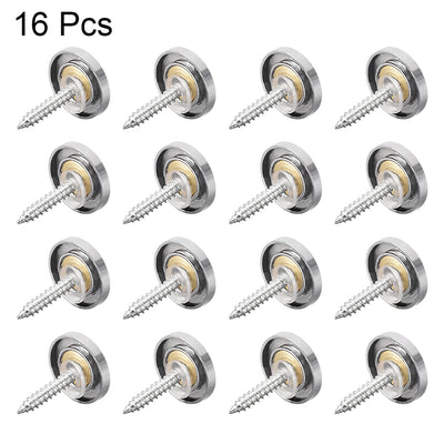Harfington Uxcell Mirror Screws, Decorative Cap Fasteners Cover Nails, Electroplated, Bright Silvery 14mm/0.55" Brass 16pcs