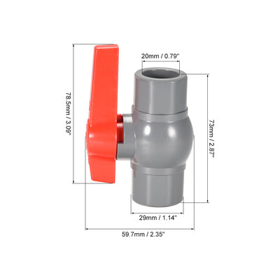 Harfington Uxcell Ball Valve, 20mm Inner Diameter DN15, Socket Type, for Control Water Flow, PVC Grey 4Pcs