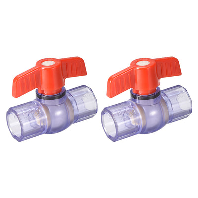 uxcell Uxcell Ball Valve, 20mm Inner Diameter DN15, Socket Type, for Control Water Flow, PVC Clear Blue 2Pcs