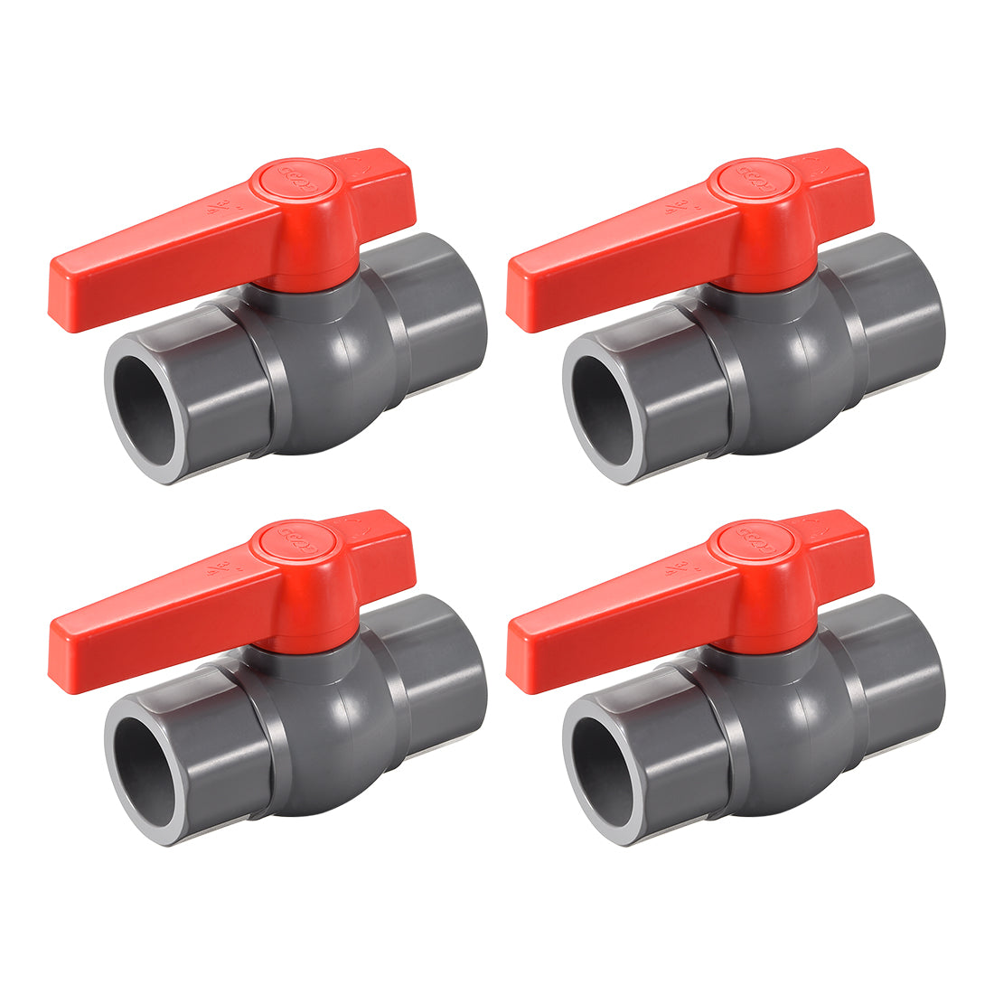 Uxcell Uxcell Ball Valve, 20mm Inner Diameter DN15, Socket Type, for Control Water Flow, PVC Grey 4Pcs