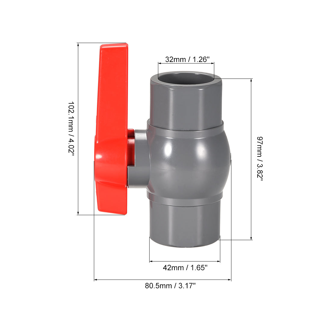 uxcell Uxcell Ball Valve, Socket Type, for Control Water Flow, PVC