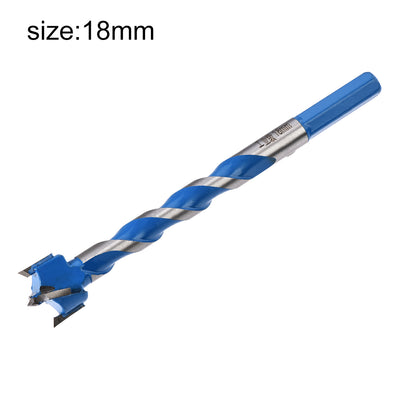 Harfington Uxcell Forstner Wood Boring Drill Bit 18mm Dia. Hole Saw Carbide Alloy Steel Tip Hex Shank Cutting for Hinge Plywood Wood Tool Blue
