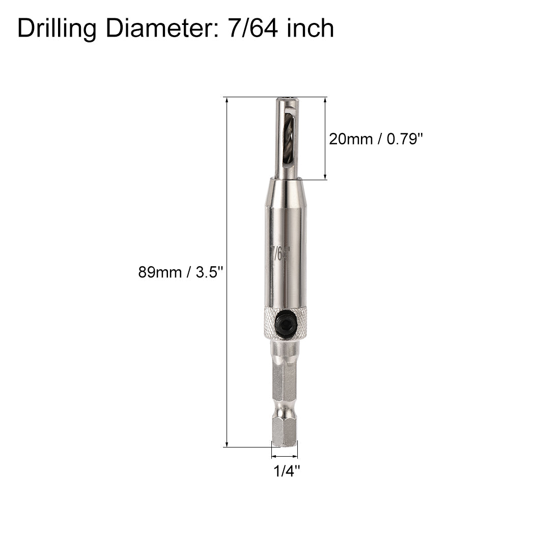 uxcell Uxcell Self Centering Hinge Tapper Core Drill Bit, Hole Puncher, 7/64 Diameter, for Woodworking, Silver