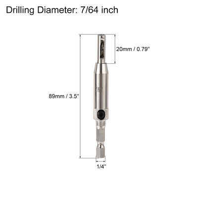 Harfington Uxcell Self Centering Hinge Tapper Core Drill Bit, Hole Puncher, 7/64 Diameter, for Woodworking, Silver