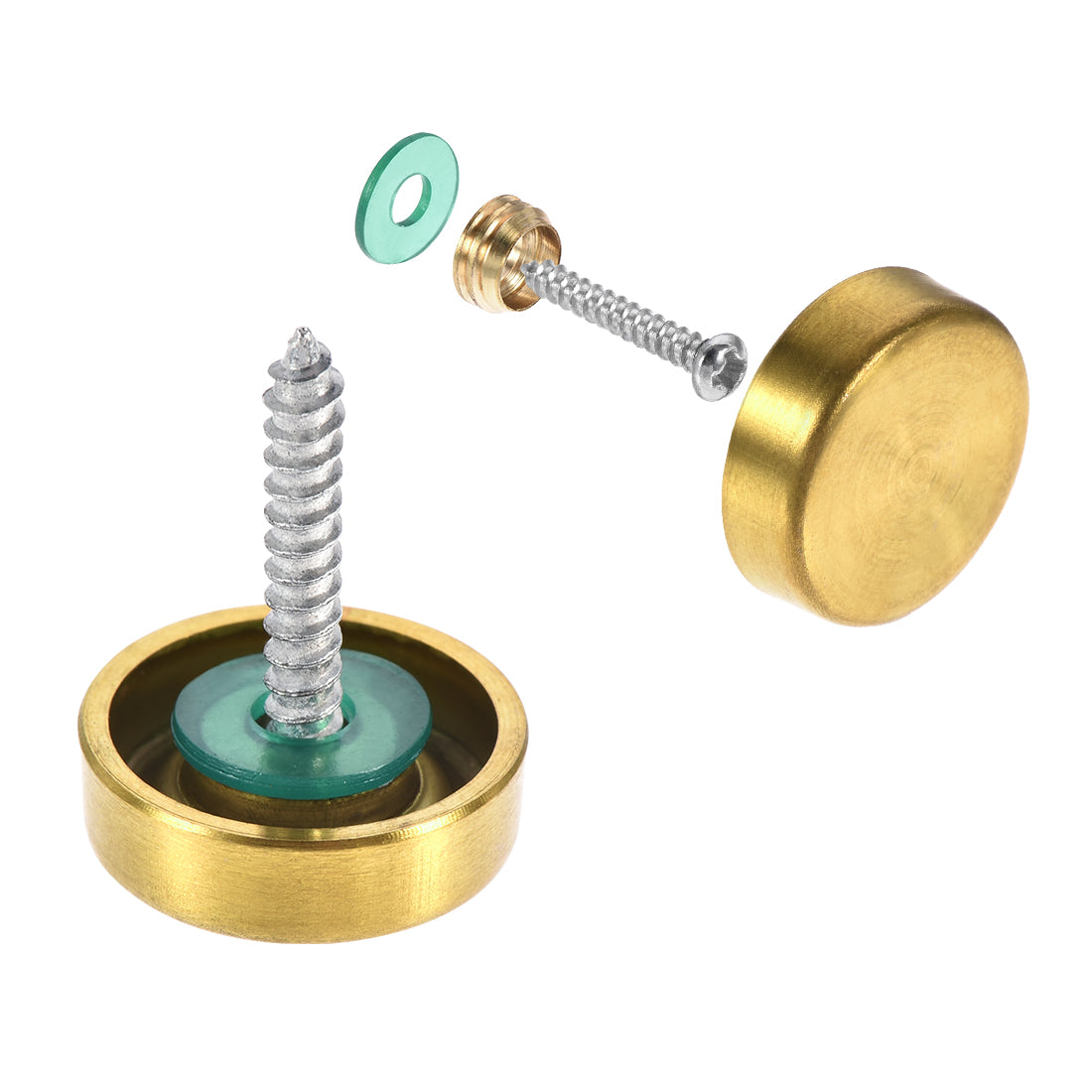 Uxcell Uxcell Mirror Screws, Decorative Cap Fasteners Cover Nails, Electroplated Wire Drawing, Golden 16mm/0.63" 8pcs
