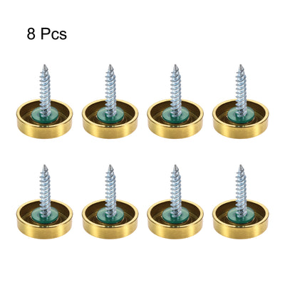 Harfington Uxcell Mirror Screws, Decorative Cap Fasteners Cover Nails, Electroplated Wire Drawing, Golden 16mm/0.63" 8pcs