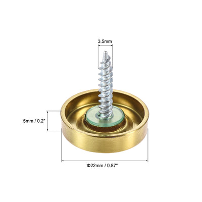 Harfington Uxcell Mirror Screws, Decorative Cap Fasteners Cover Nails, Electroplated Wire Drawing, Golden 22mm/0.87" 4pcs