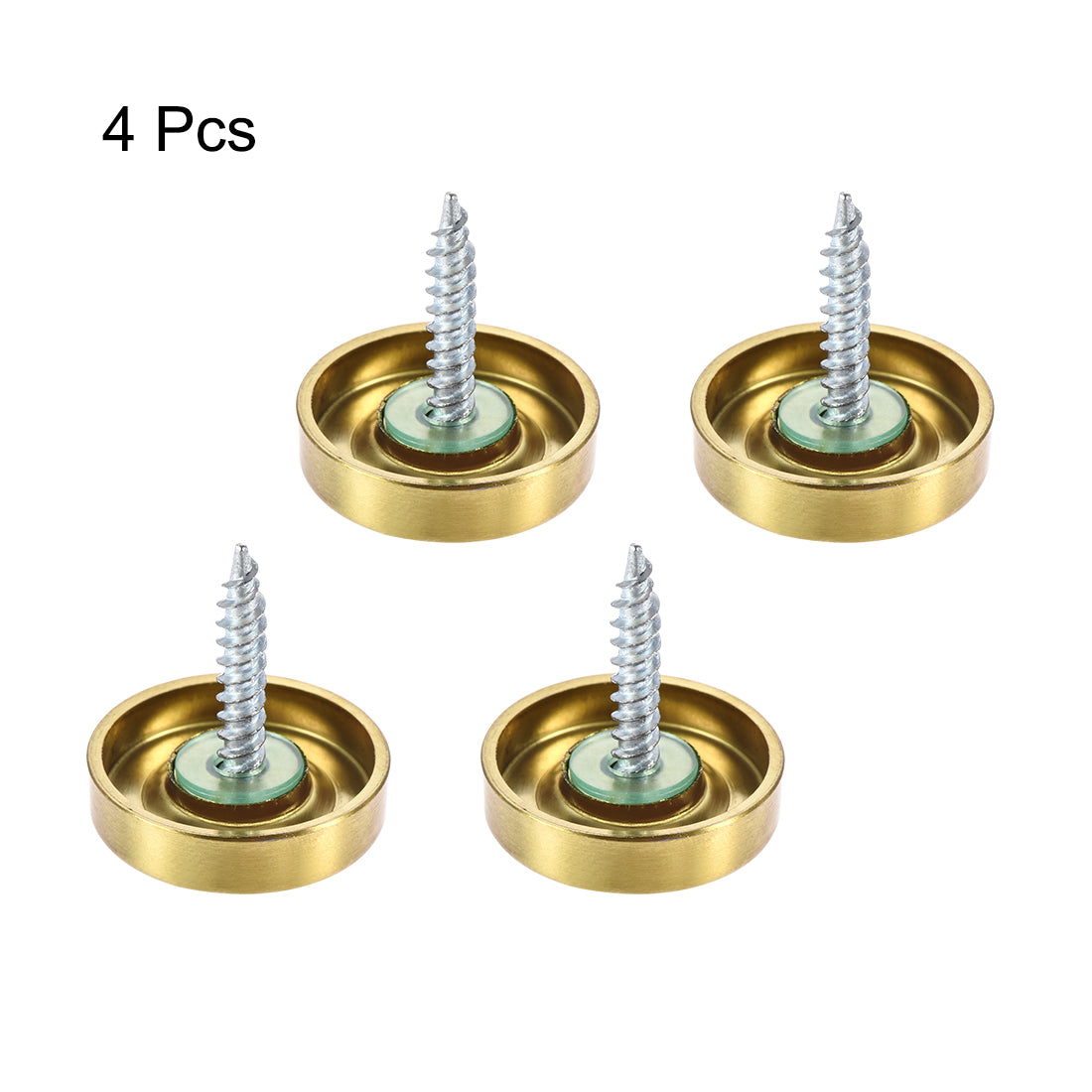 Uxcell Uxcell Mirror Screws, Decorative Cap Fasteners Cover Nails, Electroplated Wire Drawing, Golden 22mm/0.87" 4pcs