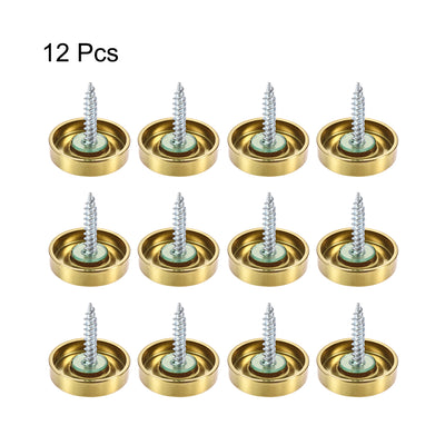 Harfington Uxcell Mirror Screws, Decorative Cap Fasteners Cover Nails, Electroplated Wire Drawing, Golden 25mm/0.98" 12pcs