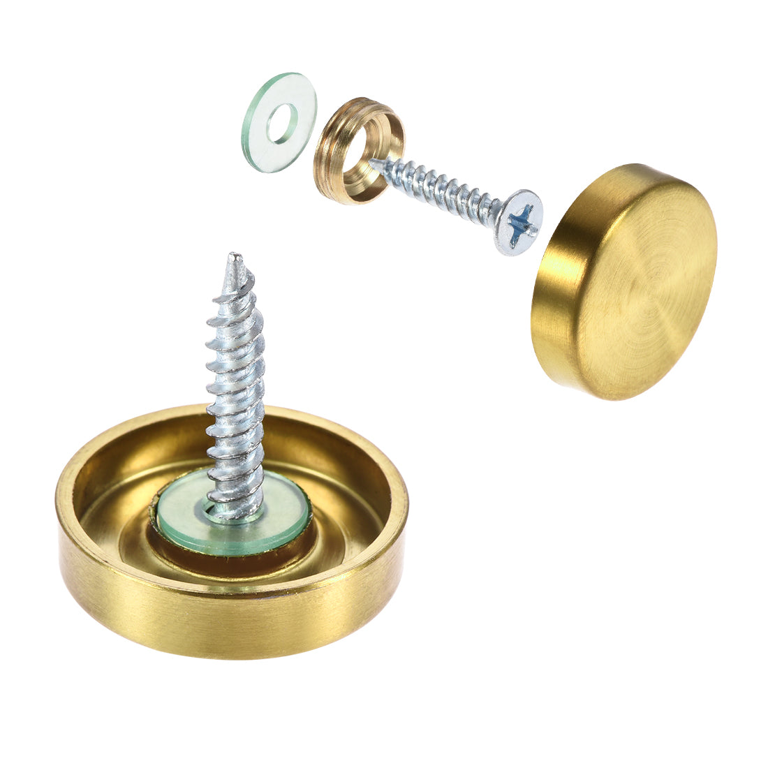 Uxcell Uxcell Mirror Screws, Decorative Cap Fasteners Cover Nails, Electroplated Wire Drawing, Golden 25mm/0.98" 12pcs