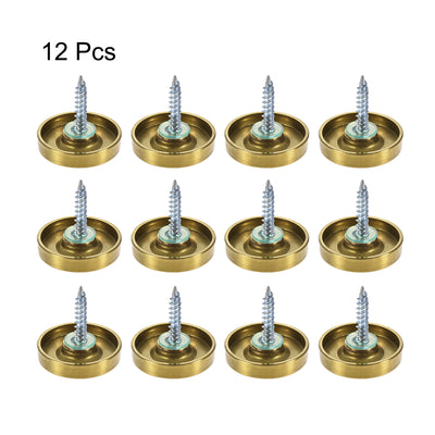 Harfington Uxcell Mirror Screws, Decorative Cap Fasteners Cover Nails, Electroplated Wire Drawing, Golden 25mm/0.98" 12pcs