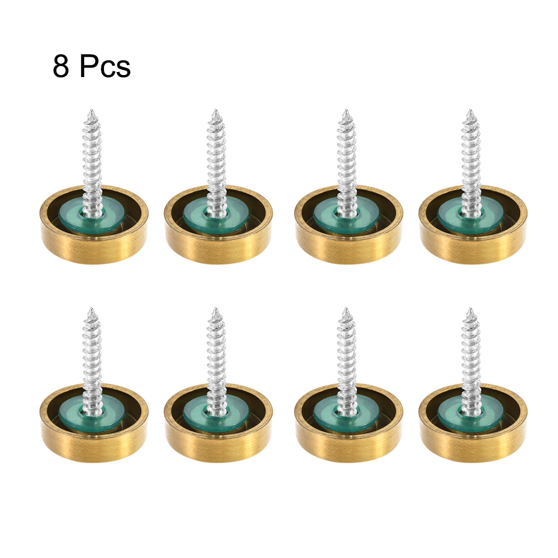Uxcell Uxcell Mirror Screws, Decorative Cap Fasteners Cover Nails, Electroplated, Bright Golden 22mm/0.87" 8pcs