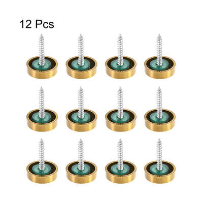 Harfington Uxcell Mirror Screws, Decorative Cap Fasteners Cover Nails, Electroplated, Bright Golden 22mm/0.87" 12pcs