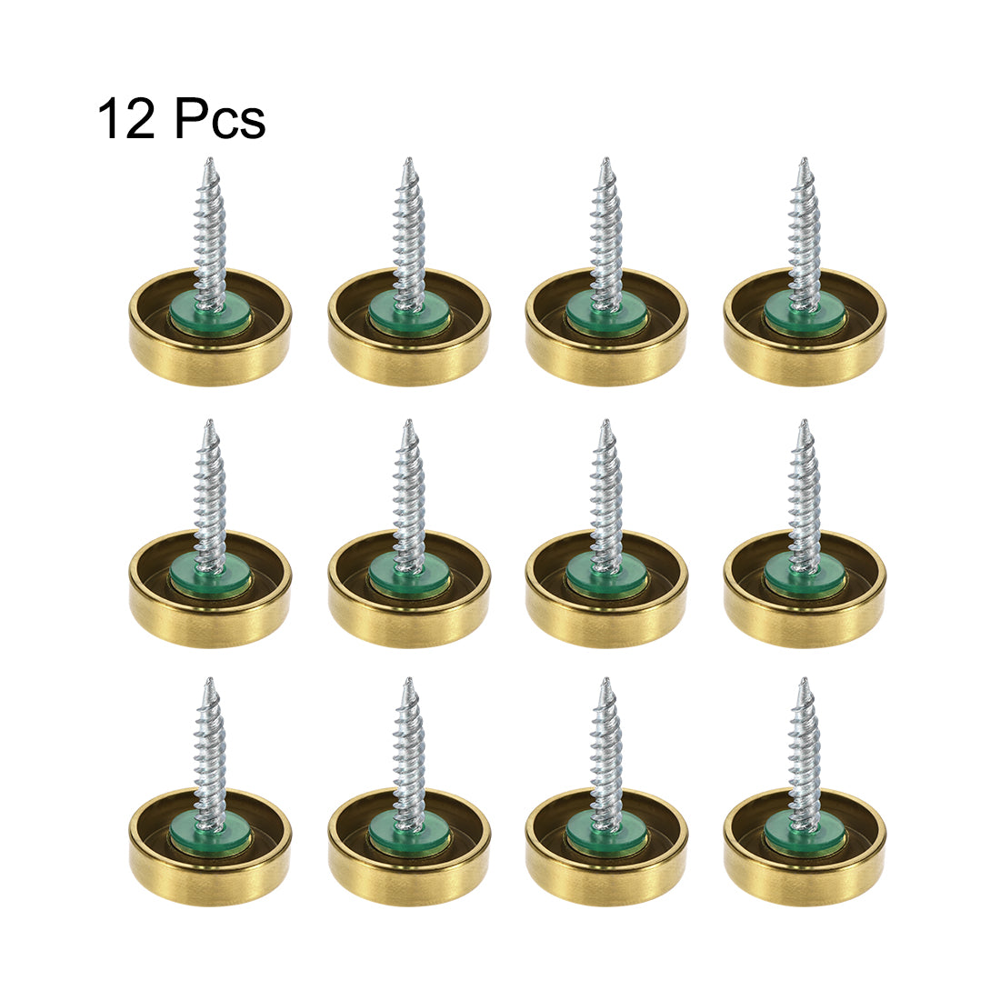 Uxcell Uxcell Mirror Screws, Decorative Cap Fasteners Cover Nails, Electroplated, Bright Golden 22mm/0.87" 12pcs