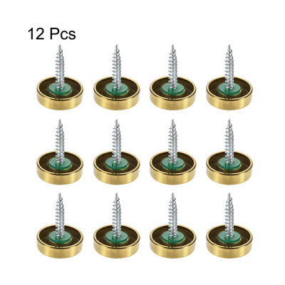 Harfington Uxcell Mirror Screws, Decorative Cap Fasteners Cover Nails, Electroplated, Bright Golden 22mm/0.87" 12pcs