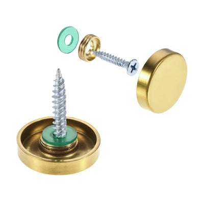 Harfington Uxcell Mirror Screws, Decorative Cap Fasteners Cover Nails, Electroplated, Bright Golden 22mm/0.87" 8pcs