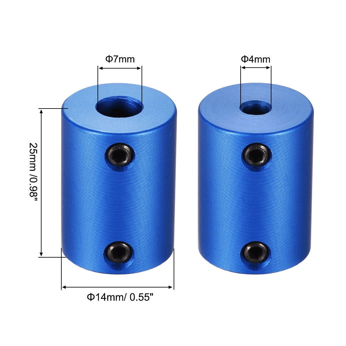 Uxcell Uxcell 8mm to 10mm Bore Rigid Coupling 25mm Length 18mm Diameter Aluminum Alloy Shaft Coupler Connector Blue