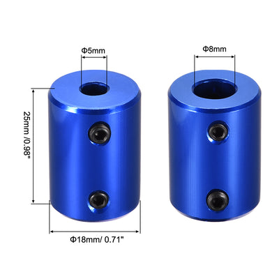 Harfington Uxcell 8mm to 10mm Bore Rigid Coupling 25mm Length 18mm Diameter Aluminum Alloy Shaft Coupler Connector Blue