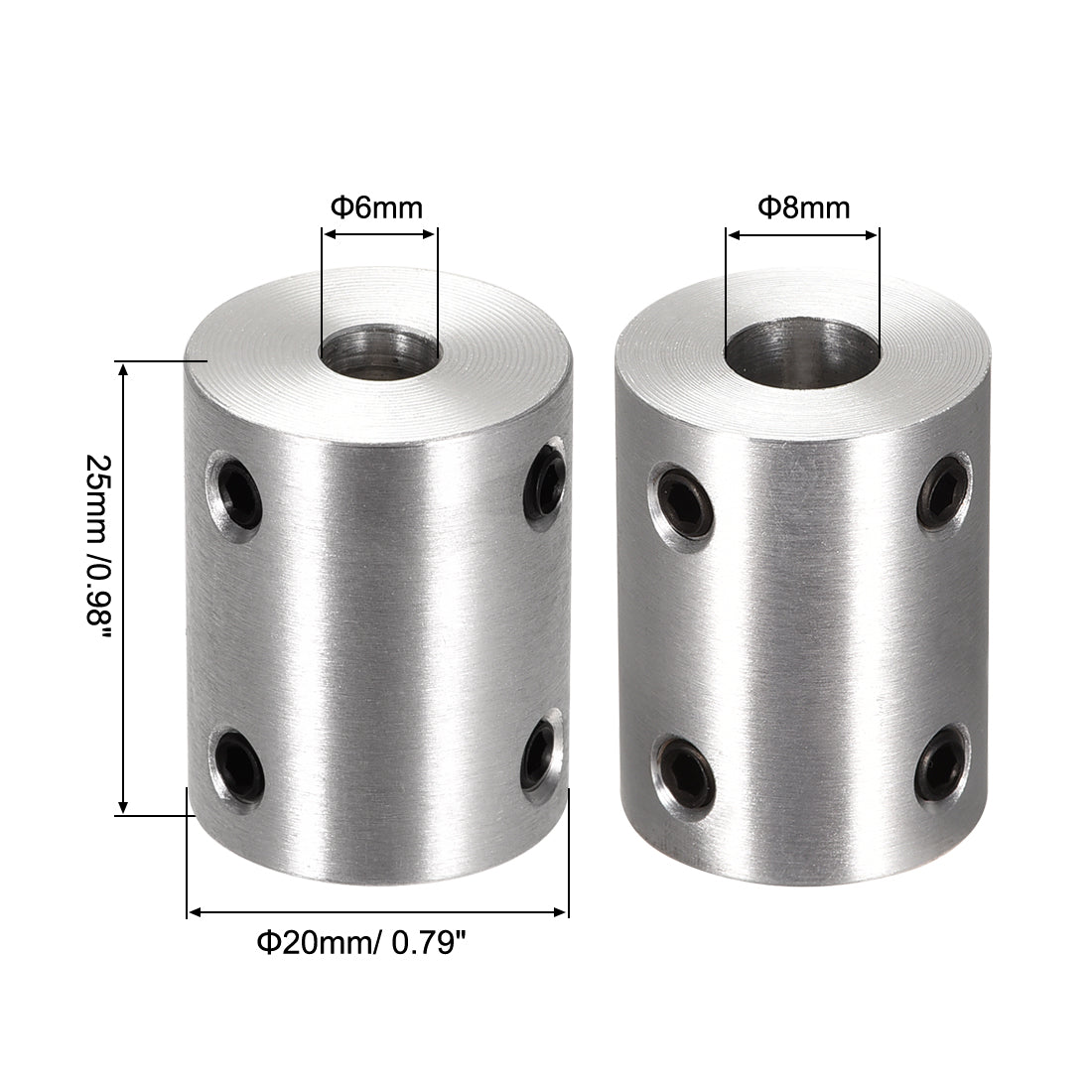Uxcell Uxcell 10mm to 10mm Bore Rigid Coupling 25mm Length 20mm Diameter Aluminum Alloy Shaft Coupler Connector Silver