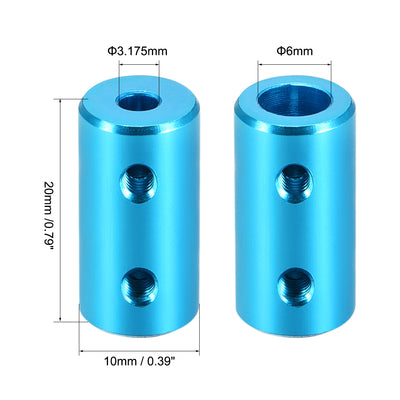 Harfington Uxcell 2mm to 2mm Bore Rigid Coupling 20mm Length 10mm Diameter Aluminum Alloy Shaft Coupler Connector Light Blue 4pcs