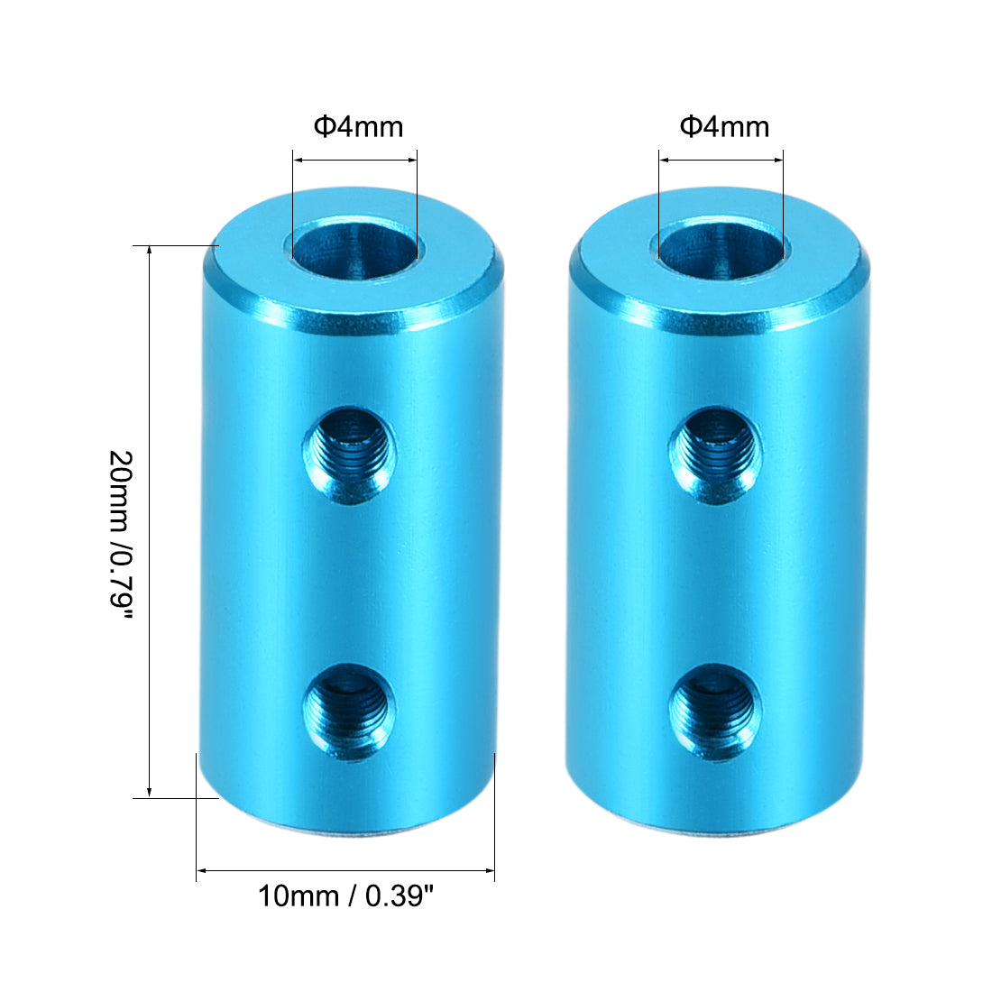 Uxcell Uxcell 2mm to 2mm Bore Rigid Coupling 20mm Length 10mm Diameter Aluminum Alloy Shaft Coupler Connector Light Blue 4pcs