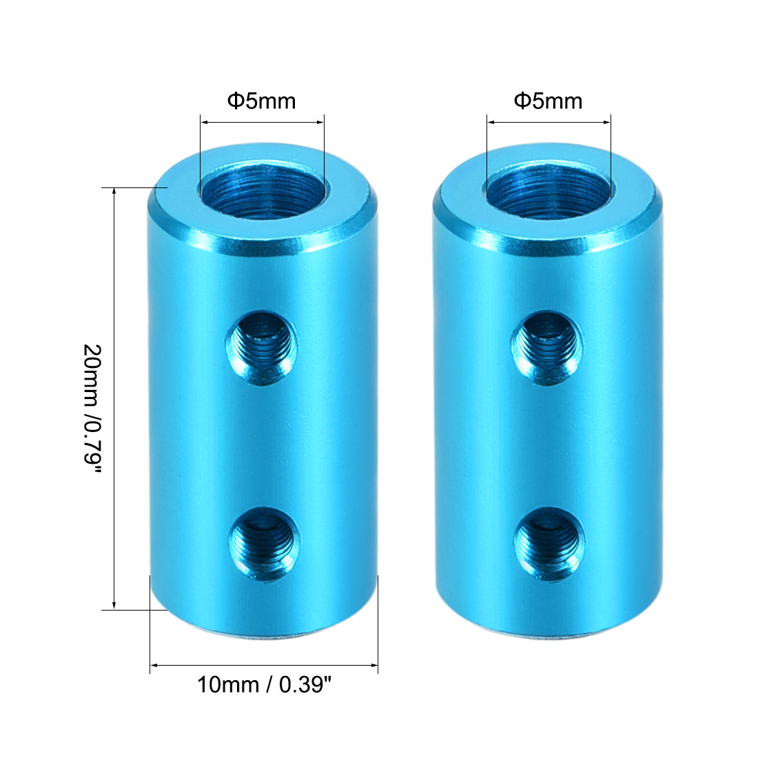 Uxcell Uxcell 2mm to 2mm Bore Rigid Coupling 20mm Length 10mm Diameter Aluminum Alloy Shaft Coupler Connector Light Blue 4pcs