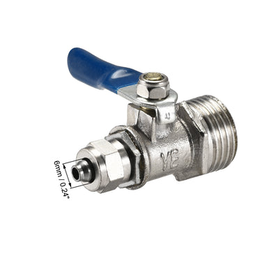 Harfington Uxcell Ball Valve Water Switch, G1/2 Male Thread, 10mm OD Tube, Nickel Plated Brass, for Water Purifiers