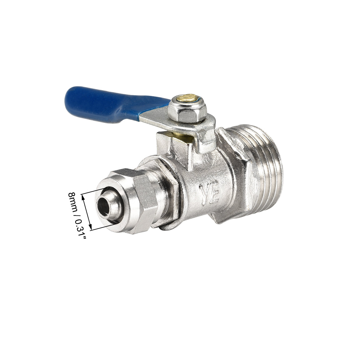 Uxcell Uxcell Ball Valve Water Switch, G1/2 Male Thread, 10mm OD Tube, Nickel Plated Brass, for Water Purifiers
