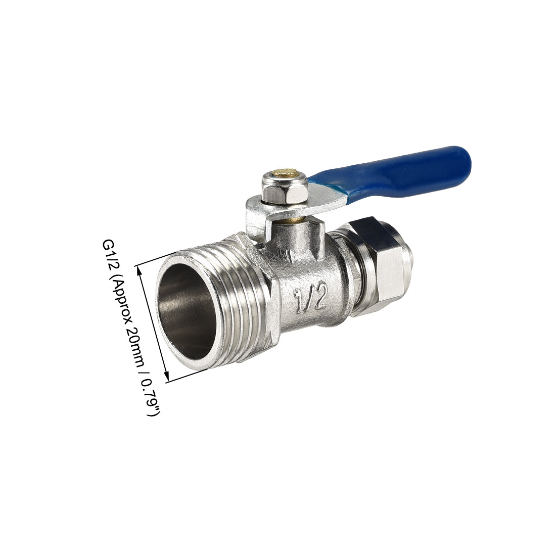 Uxcell Uxcell Ball Valve Water Switch, G1/2 Male Thread, 10mm OD Tube, Nickel Plated Brass, for Water Purifiers