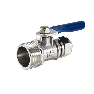 Harfington Uxcell Ball Valve Water Switch, G1/2 Male Thread, 10mm OD Tube, Nickel Plated Brass, for Water Purifiers