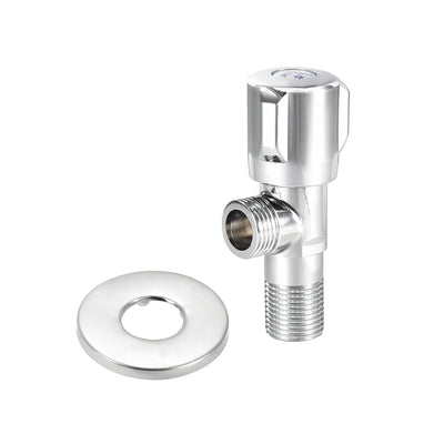 Harfington Uxcell Angle Valve Water Stop Valve G1/2 Male Thread 2-way Rotary Nickel Plated Brass with Ornament Cover