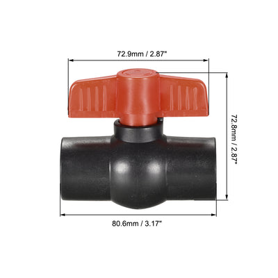 Harfington Uxcell Ball Valve,Inner Diameter, Socket Type, for Control Water Flow, PE Black Red