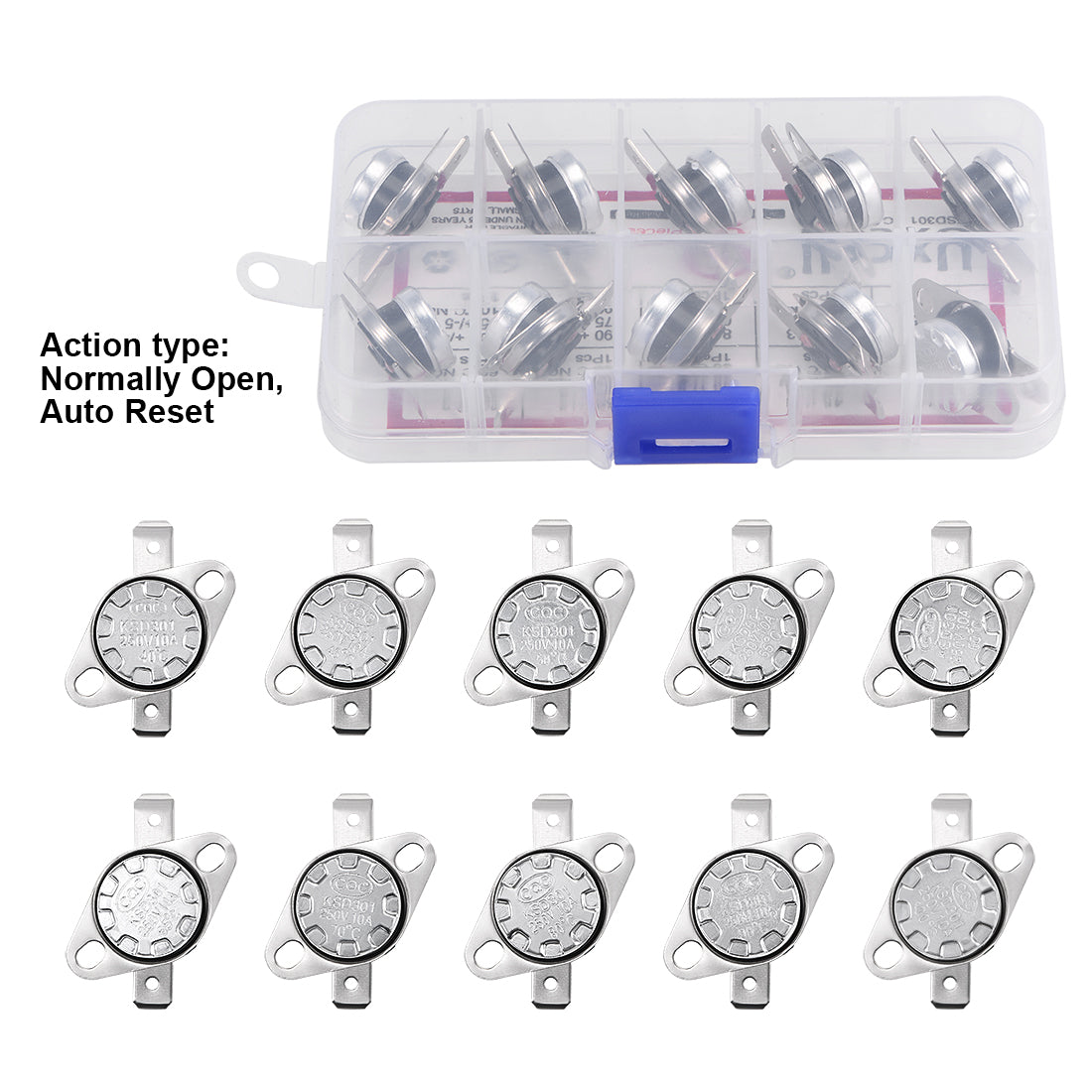 uxcell Uxcell 10pcs NO KSD301 Thermostat 40-100°C(104-212℉) Temperature Thermal Control Switch 40 45 50 55 60 65 70 80 90 100°C Normally Open Assortment Kit