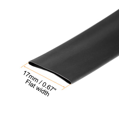 Harfington Uxcell Heat Shrink Tubing, 3/8"(10mm) Dia 17mm Flat Width 2:1 rate 10ft - Black