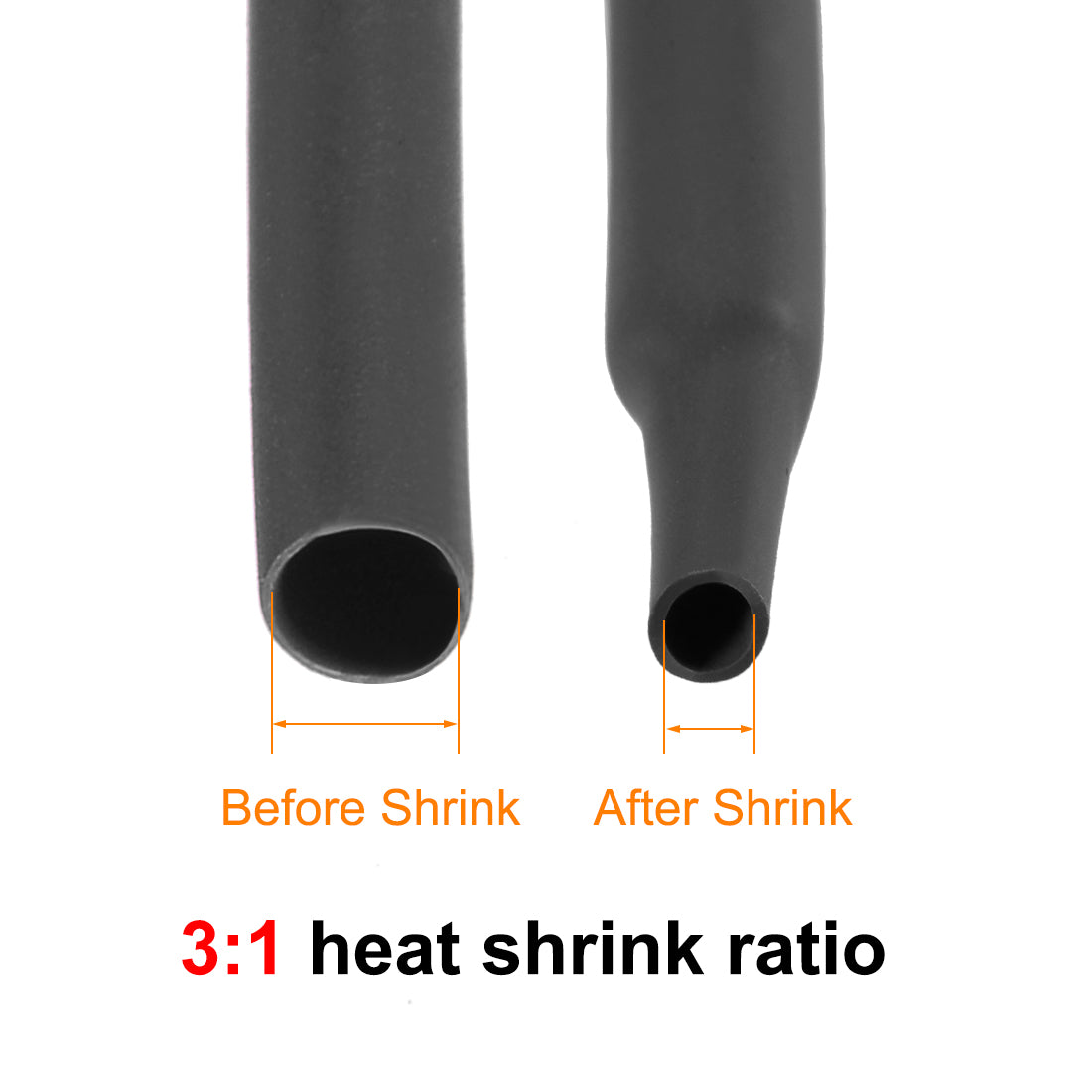 uxcell Uxcell Heat Shrink Tubing, 5/16"(8mm) Dia 14mm Flat Width 3:1 Ratio 1m - Black