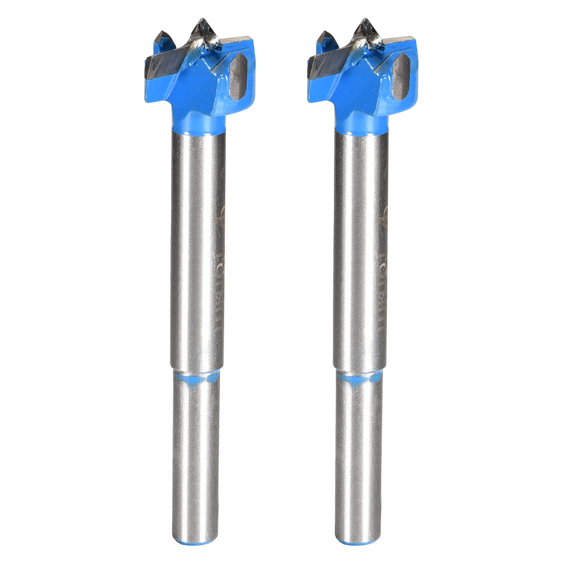 Uxcell Uxcell Forstner Wood Boring Drill Bit 19mm Dia. Hole Saw Carbide Alloy Tip Steel Round Shank Cutting for Woodworking Blue 2Pcs