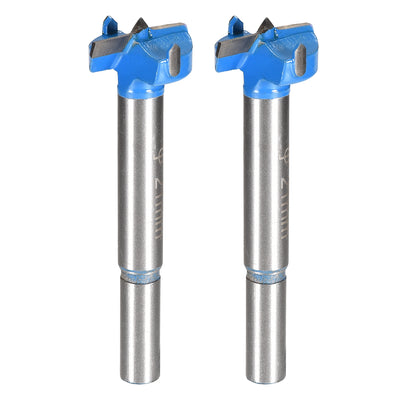 Harfington Uxcell Forstner Wood Boring Drill Bit 21mm Dia. Hole Saw Carbide Alloy Tip Steel Round Shank Cutting for Woodworking Blue 2Pcs