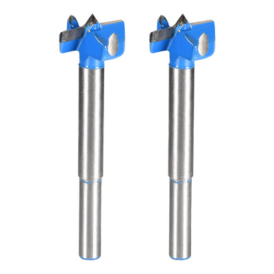 Harfington Uxcell Forstner Wood Boring Drill Bit 19mm Dia. Hole Saw Carbide Alloy Tip Steel Round Shank Cutting for Woodworking Blue 2Pcs
