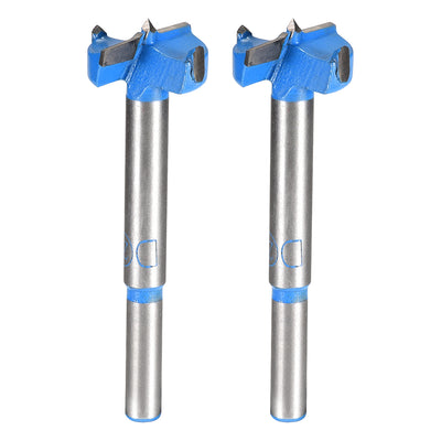 Harfington Uxcell Forstner Wood Boring Drill Bit 24mm Dia. Hole Saw Carbide Alloy Tip Steel Round Shank Cutting for Woodworking Blue 2Pcs