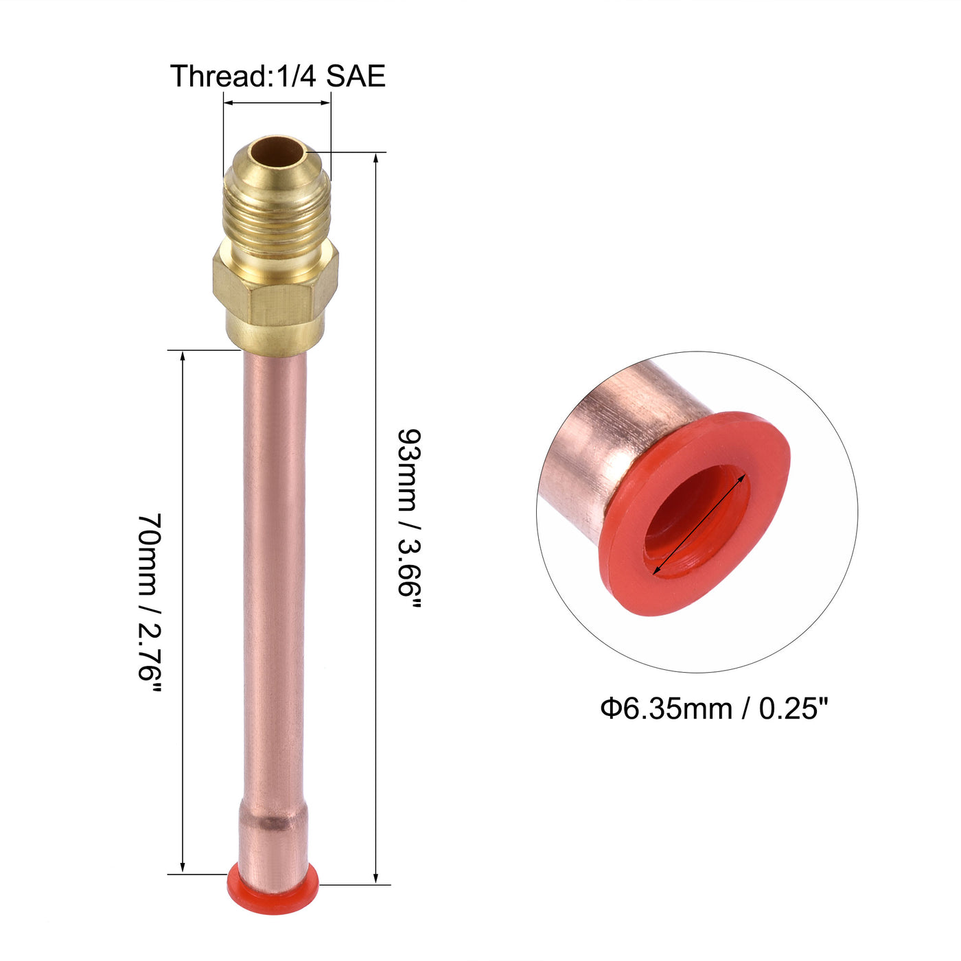 Uxcell Uxcell Brass Pipe Fitting, 1/2 SAE Flare Connector Male Thread Adapter with Copper Tube for Air Conditioner HVAC System