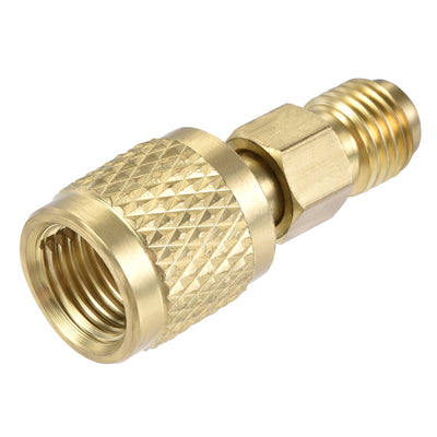 Harfington Uxcell Brass Pipe Fitting, 1/4 SAE Flare Male 5/16 SAE Female Thread, Tubing Adapter Connector, for Air Conditioner Refrigeration