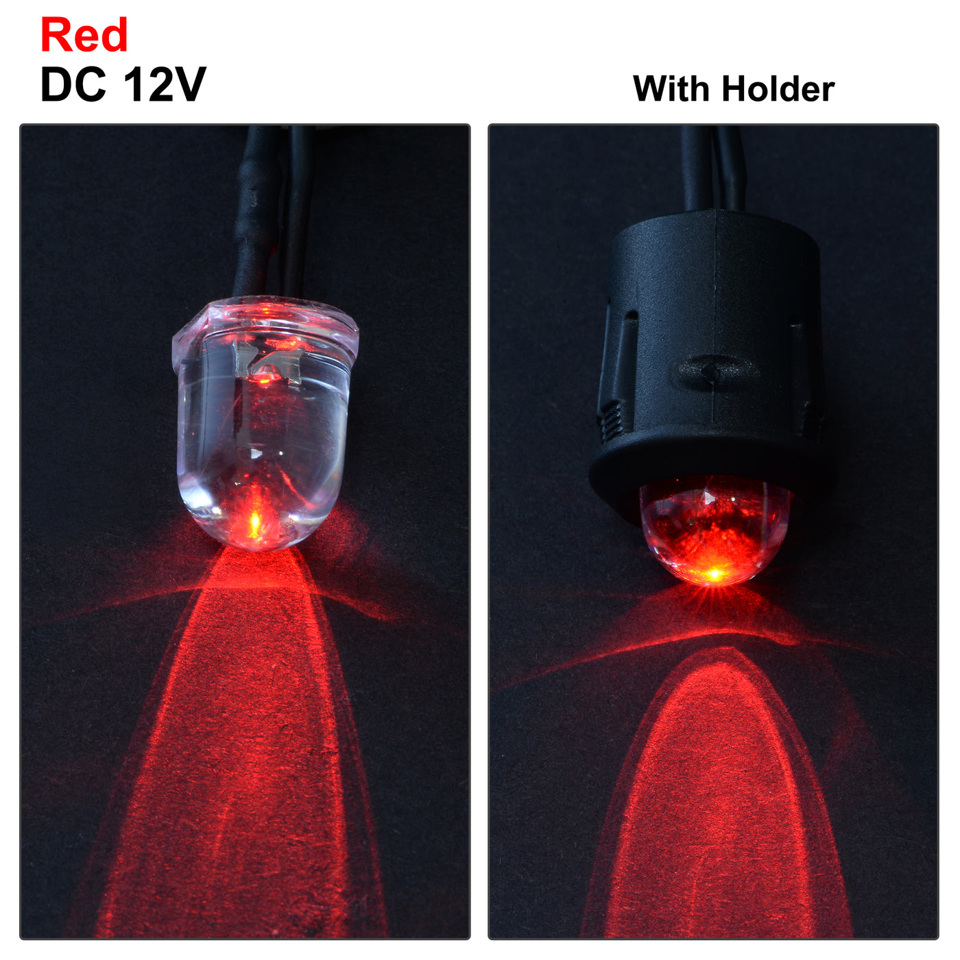 uxcell Uxcell 5Set DC 12V 10mm Pre Wired LED with Holder, Red Light Round Top Clear Lens, 14mm Panel Mount
