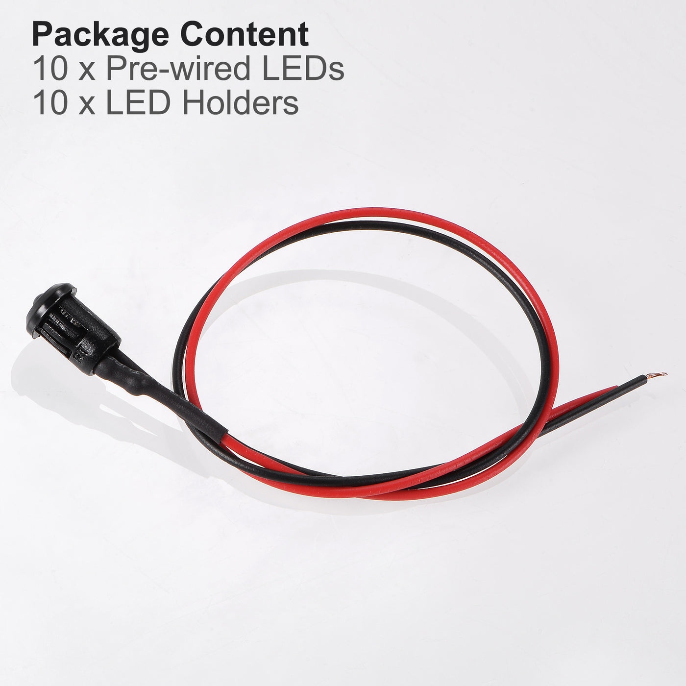 uxcell Uxcell 10Set DC 12V 3mm Pre Wired LED with Holder, Red Light Round Top Clear Lens, 6mm Panel Mount