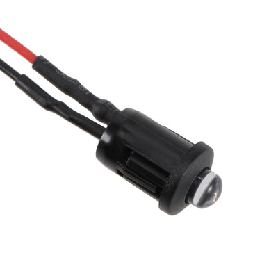 Harfington Uxcell 10Set DC 12V 5mm Pre Wired LED with Holder, Red Light Round Top Clear Lens, 8mm Panel Mount