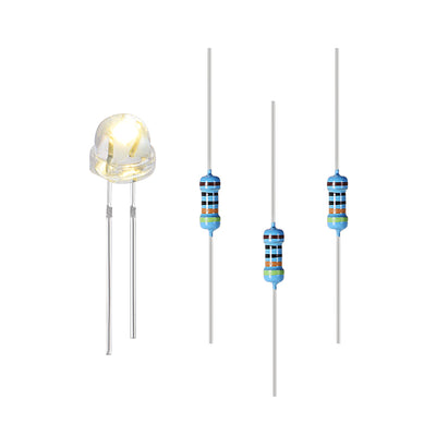 Harfington Uxcell 100Set 5mm LED Diodes Kit with Resistors Warm White Light Clear Straw Hat 17mm Pin