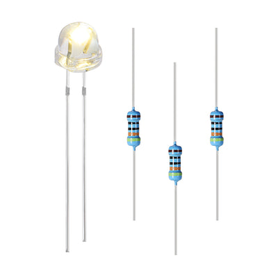 Harfington Uxcell 100Set 5mm LED Diodes Kit with Resistors Warm White Light Clear Straw Hat 29mm Pin